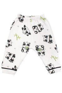 Unisex Ekru Siyah Panda Desenli Kruvaze Yaka Pijama Takımı