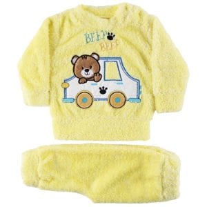 Unisex Sarı Arabalı Ayıcık Welsoft 2'li Peluş Takım