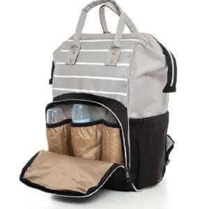 Siyah Açık Gri Çizgili Anne Bebek Bakım Sırt Çantası