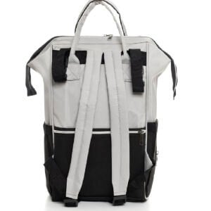 Siyah Açık Gri Çizgili Anne Bebek Bakım Sırt Çantası