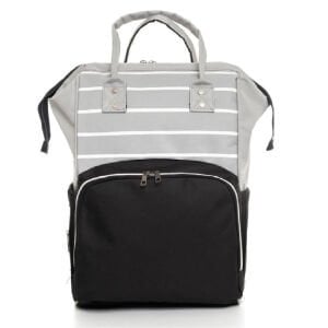 Siyah Açık Gri Çizgili Anne Bebek Bakım Sırt Çantası