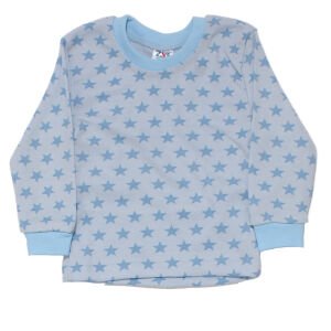 Erkek Bebek Mavi Yıldız Baskılı Çıtçıtlı Pijama Takımı