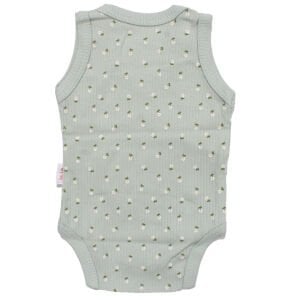 Kız Bebek Yeşil Raporlu Çiçek Desenli Askılı Zıbın