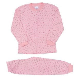 Kız Çocuk Pembe Yıldız Baskılı Çıtçıtlı Pijama Takımı