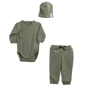 Unisex Su Yeşili Zıbınlı Bereli 3'lü Takım