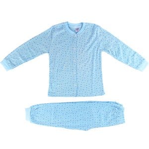 Kız Çocuk Mavi Yıldız Baskılı Çıtçıtlı Pijama Takımı