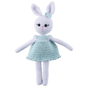 Amigurumi Yeşil Elbiseli Tavşan Diş Kaşıyıcı Emzik Askısı 3'lü Set