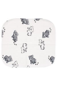 Unisex Ekru Bej Ayı Desenli Raporlu Organik 7'li Ağız Mendili