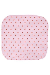 Kız Bebek Pembe Somon Kırmızı Kalp Desenli Raporlu Organik 7'li Ağız Mendili