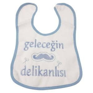 Geleçeğin Delikanlısı  Yazılı Mavi Biyeli Su Geçirmez Erkek Bebek Önlük