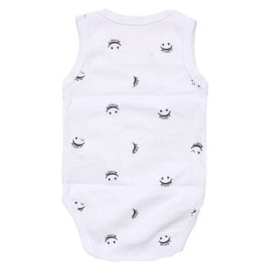 Unisex Beyaz Gülücük Baskılı Askılı Zıbın