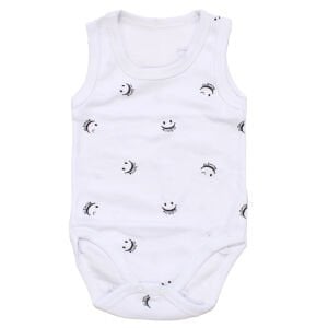 Unisex Beyaz Gülücük Baskılı Askılı Zıbın