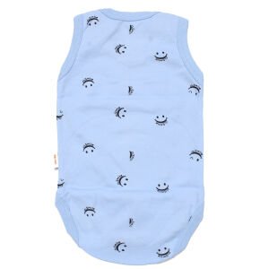 Unisex Mavi Gülücük Baskılı Askılı Zıbın