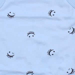 Unisex Mavi Gülücük Baskılı Askılı Zıbın