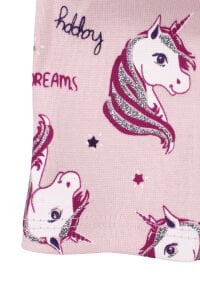 Kız Bebek Somon Gri Simli Pembe Unicorn Desenli Bere 0-6 Ay