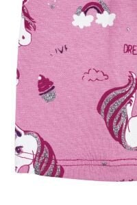 Kız Bebek Pembe Gri Simli Pembe Unicorn Desenli Bere 0-6 Ay