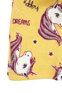 Kız Bebek Sarı Gri Simli Pembe Unicorn Desenli Bere 0-6 Ay