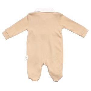 Erkek Bebek Kahve Yakası Yıldız Nakışlı Patikli Tulum