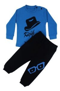 Küçük Adam Mavi Siyah 2 li Erkek Bebek Takım