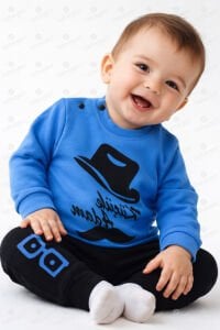 Küçük Adam Mavi Siyah 2 li Erkek Bebek Takım