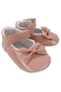 Kız Bebek Somon Fiyonklu Çıtçılı Rugan Babet Ayakkabı