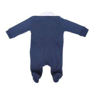 Erkek Bebek Lacivert Yakası Yıldız Nakışlı Patikli Tulum