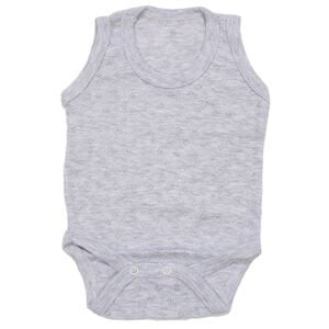 Unisex Gri Jakarlı Askılı Çıt Çıtlı Body Zıbın