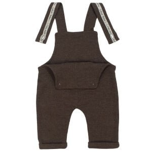 Erkek Bebek Beyaz Kahve Waffle Salopetli İkili Takım