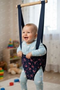 Lacivert Pembe Yuvarlak Desenli Hoppala Salıncak