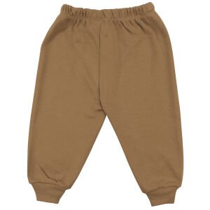 Erkek Bebek Ekru Kahve Fare Baskılı İkili Takım