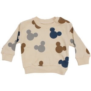 Erkek Bebek Ekru Kahve Fare Baskılı İkili Takım