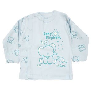 Erkek Bebek Mavi Fil Baskılı Çıt Çıtlı 3'lü Pijama Takımı 0-3 Ay
