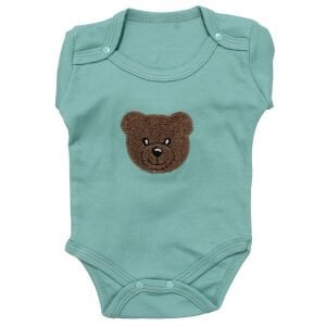 Unisex Su Yeşili Ayıcık Baskılı Hırkalı 3'lü Takım