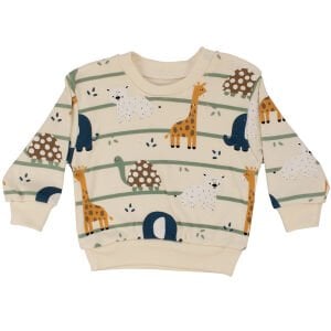 Erkek Bebek Ekru Mavi Orman Hayvanları Baskılı İkili Takım