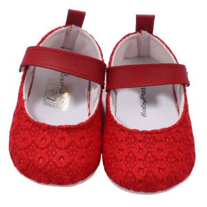 Kız Bebek Kırmızı Güpürlü Babet Ayakkabı