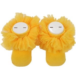 Kız Bebek Sarı Bileği Tüllü Çorap 0-6 Ay