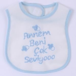 Annem Beni Çok Seviyoo Yazılı Mavi Su Geçirmez Önlük