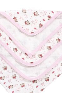 Ayıcık Desenli Penye Tek Kat Krem Pembe Bebek Battaniyesi