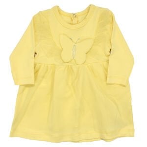 Kız Bebek Sarı Kelebekli Tüllü Etekli Elbise