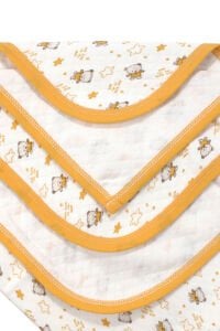Ayıcık Desenli Penye Tek Kat Krem Sarı Bebek Battaniyesi