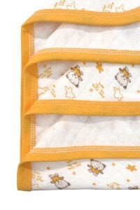 Ayıcık Desenli Penye Tek Kat Krem Sarı Bebek Battaniyesi