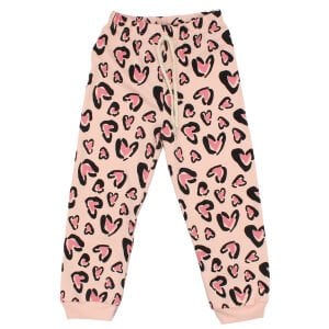 Kız Çocuk Ekru Pembe Cool Kalp Baskılı 2'li Pijama Takımı