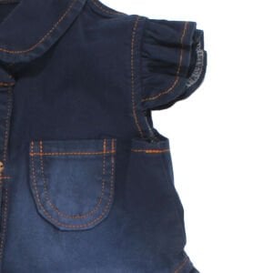 Kız Çocuk Lacivert Kot Cepli Düğmeli Elbise