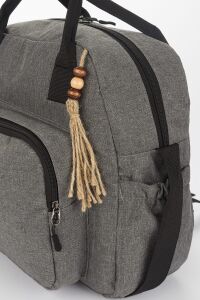 Lüks Gri Kahve Fermuarlı Cepli Hasır İp Aksesuarlı Anne Bebek Sırt Çantası