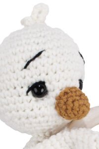 Unisex Ekru Turuncu Ördek Diş Kaşıyıcı Çıngıraklı Amigurumi Oyuncak