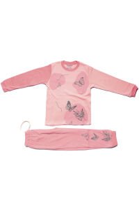Kız Çocuk Pembe Kelebek Baskılı 2'li Pijama Takımı