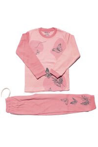 Kız Çocuk Pembe Kelebek Baskılı 2'li Pijama Takımı