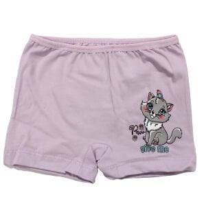 Kız Çocuk Lila Kedi Baskılı Düz Boxer 4-5 Yaş