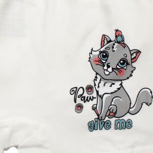 Kız Çocuk Beyaz Kedi Baskılı Düz Boxer 4-5 Yaş
