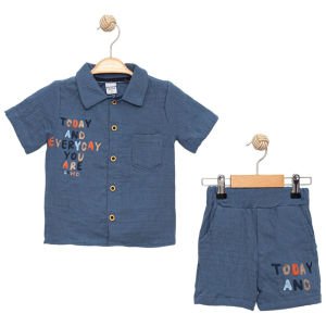 Erkek Çocuk Laci Today Baskılı Düğmeli Müslin Şortlu 2'li Takım